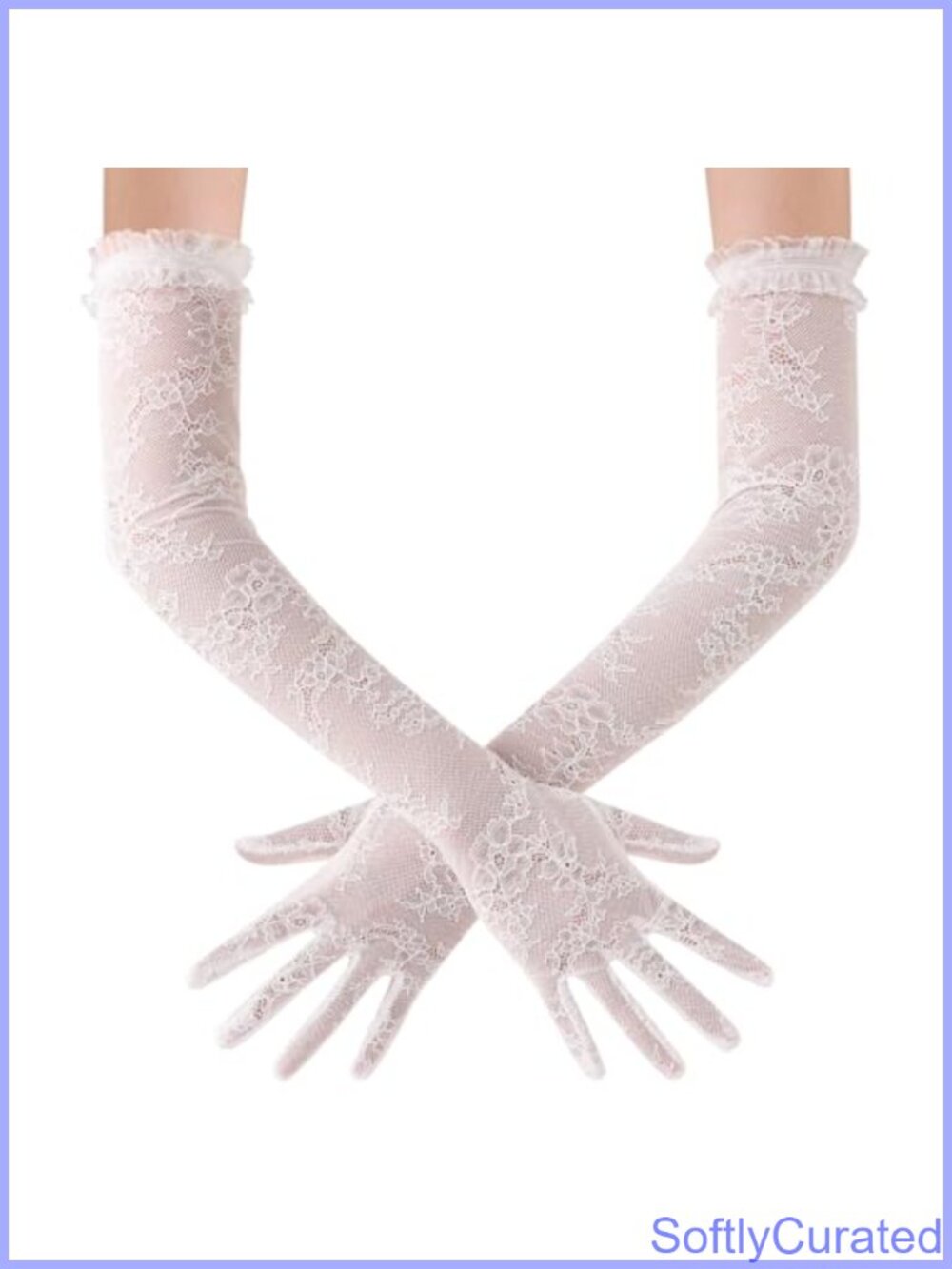 Lace Floral Elbow Length Long Opera Gloves Wedding Formal